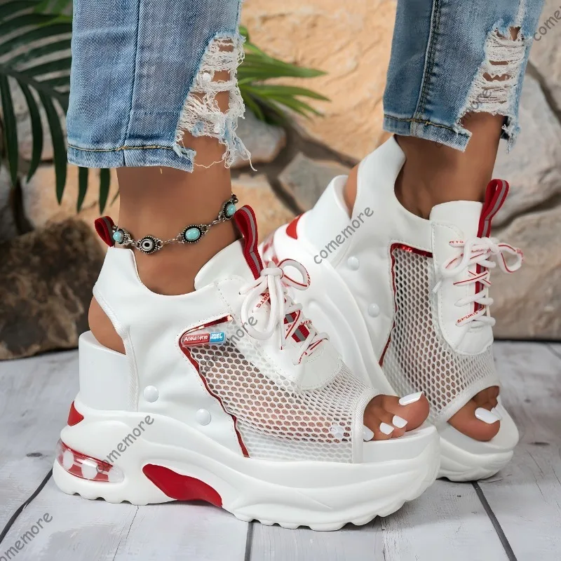 Women Open Toe Mesh Platform Wedge Sneaker Sandals Back Cutout Lace Up Chunky Sole Shoes Breathable Sandals for Summer Casual
Women Open Toe Mesh Platform Wedge Sneaker Sandals Back Cutout Lace Up Chunky Sole Shoes Breathable Sandals for Summer Casual