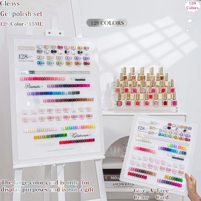 128 pieces * 15ml nail polish glue soaked in gel color matching card in spring, summer, autumn and winter
128 pieces * 15ml nail polish glue soaked in gel color matching card in spring, summer, autumn and winter