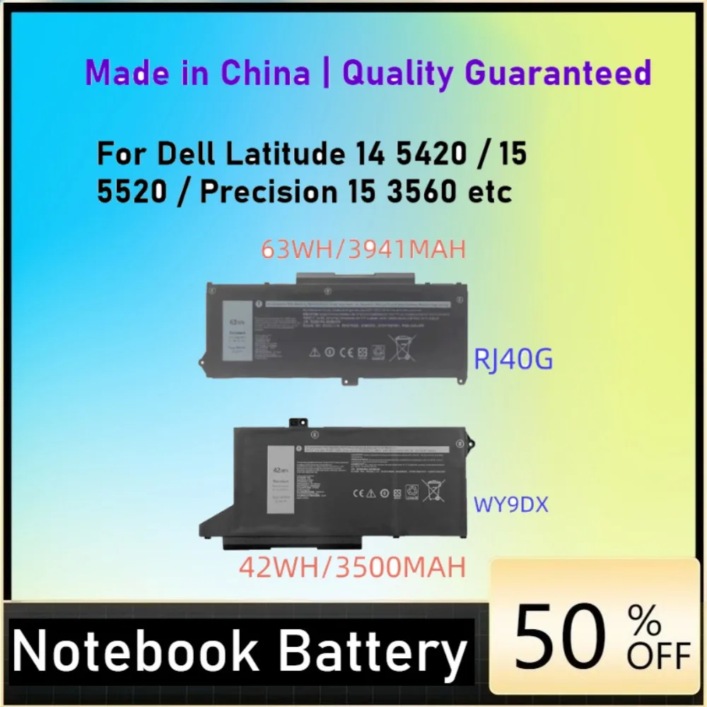 63Wh RJ40G Battery for Dell Latitude 15 5520 14 5420 Precision 15 3560 P137G P104F WY9DX
63Wh RJ40G Battery for Dell Latitude 15 5520 14 5420 Precision 15 3560 P137G P104F WY9DX