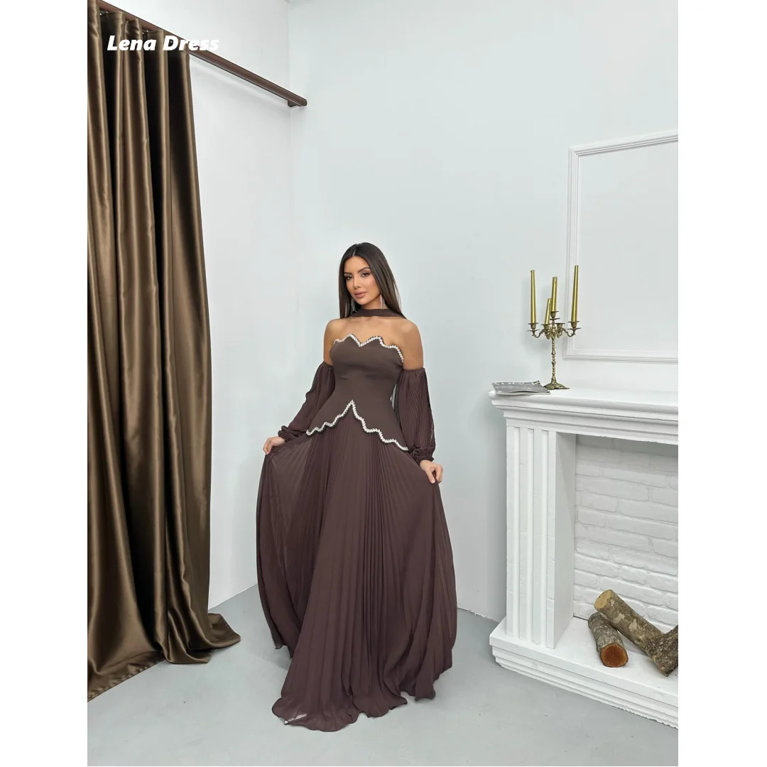 Lena Off the Shoulders Evening Dresses Woman Elegant Party Dresses 2026 Woman Luxury Chiffon Customized Prom Clothes Brown Shawl
Lena Off the Shoulders Evening Dresses Woman Elegant Party Dresses 2026 Woman Luxury Chiffon Customized Prom Clothes Brown Shawl