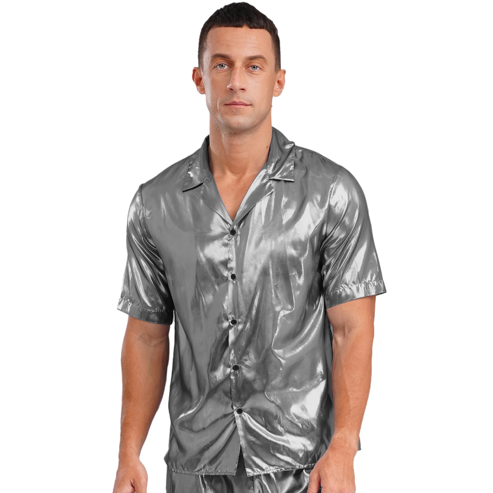 Men's Shiny Button Shirts Boxer Shorts Glossy Bottoms Loungewear Shiny Smooth Crop Top with Elastic Short Beach Casual Wear
Men's Shiny Button Shirts Boxer Shorts Glossy Bottoms Loungewear Shiny Smooth Crop Top with Elastic Short Beach Casual Wear