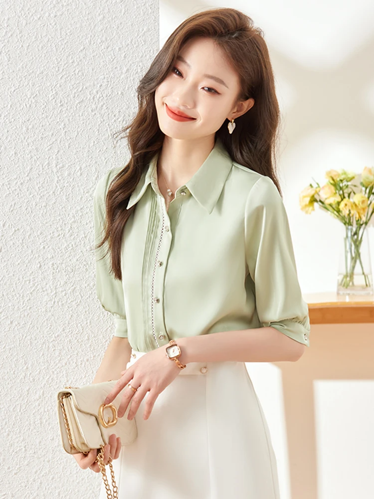 Elegant Women's Thin Chiffon Shirt Three-Quarter Sleeve Professional Summer Fashion Small Size High-End Feeling Commute Style
Elegant Women's Thin Chiffon Shirt Three-Quarter Sleeve Professional Summer Fashion Small Size High-End Feeling Commute Style