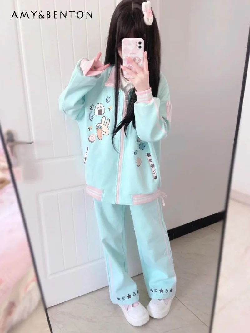 2025 New Japanese Original Homemade Spring New Bunny Embroidery Print Cute Bow Long Sleeve Jacket Trousers Suit For Women
2025 New Japanese Original Homemade Spring New Bunny Embroidery Print Cute Bow Long Sleeve Jacket Trousers Suit For Women