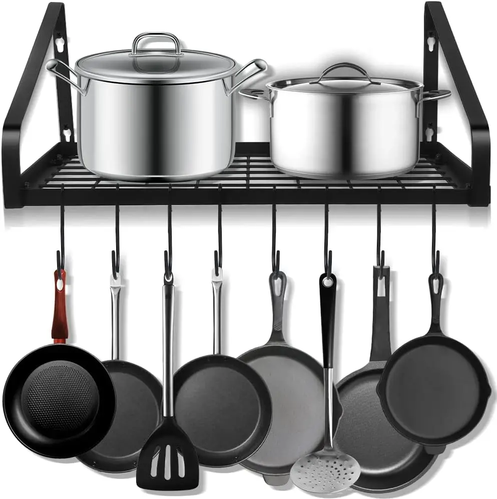 Настенный органайзер для кастрюль и сковородок с 8 крючками, кухонная полка для хранения посуды, кухонных принадлежностей, книг, бытовых принадлежностей, черный цвет
Настенный органайзер для кастрюль и сковородок с 8 крючками, кухонная полка для хранения посуды, кухонных принадлежностей, книг, бытовых принадлежностей, черный цвет