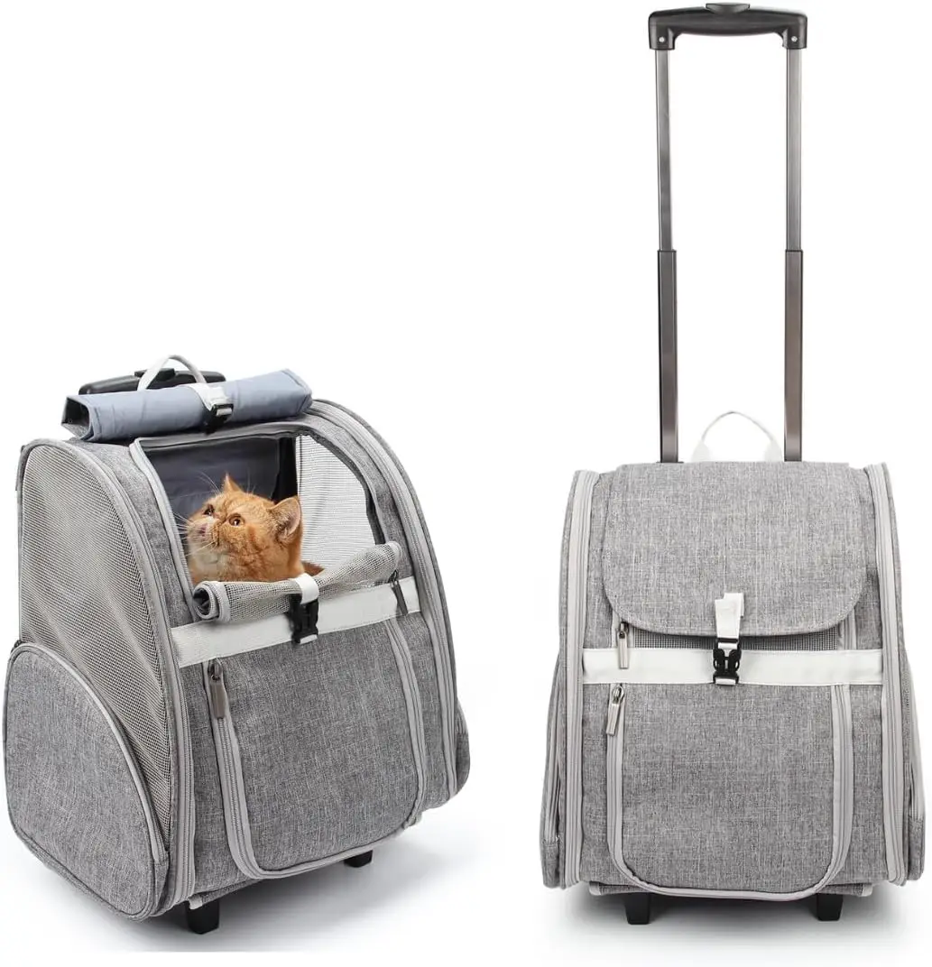 Pet Rolling Carrier, Dog Backpack with Wheels,Cats,Puppies Travel Bag with Wheels,Dog Trolley(Grey)
Pet Rolling Carrier, Dog Backpack with Wheels,Cats,Puppies Travel Bag with Wheels,Dog Trolley(Grey)