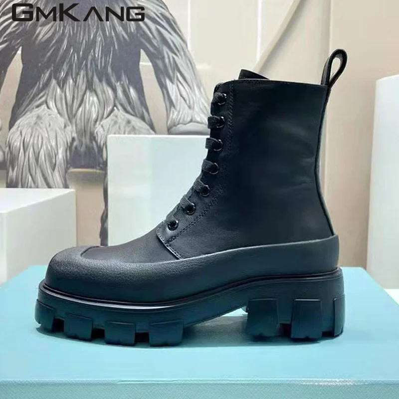 Black Short Boots Woman Square Toe Lace Up Knight Boots Genuine Leather Thick Sole Square Heels Shoes Motorcycle Boots Women
Black Short Boots Woman Square Toe Lace Up Knight Boots Genuine Leather Thick Sole Square Heels Shoes Motorcycle Boots Women