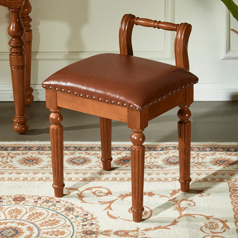 Rubberwood Genuine Leather Dressing Stool American Country Makeup Seat Stable Shoe Bench Wear-Resistant Low Tea Table Chair 
Rubberwood Genuine Leather Dressing Stool American Country Makeup Seat Stable Shoe Bench Wear-Resistant Low Tea Table Chair