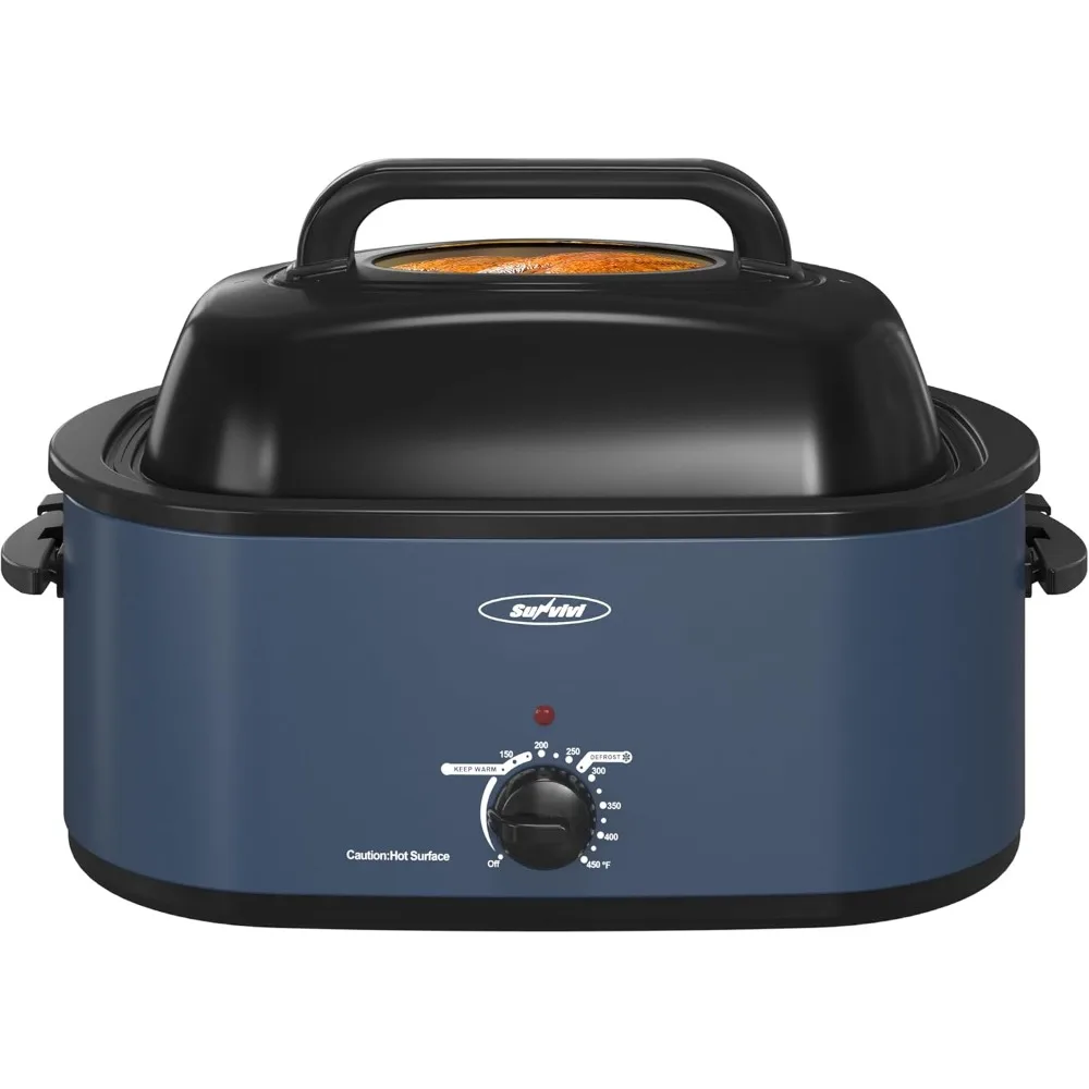 Roaster Oven, Electric Roaster Oven with Viewing Lid, 28lb 24-Quart Turkey Roaster with Unique Defrost/Warm Function, Blue
Roaster Oven, Electric Roaster Oven with Viewing Lid, 28lb 24-Quart Turkey Roaster with Unique Defrost/Warm Function, Blue