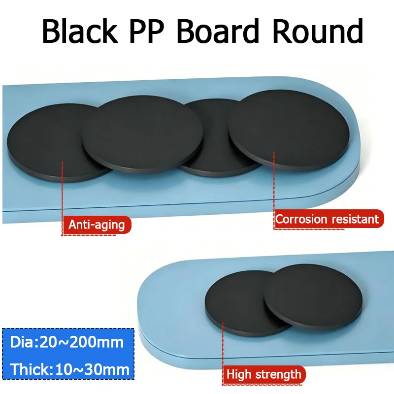 Black Polypropylene Board Round PP Plastic Sheets Plate Dia 20/30/35/40/45/50/60/70/80/90/100/120/150/200mm Thick 1-20mm
Black Polypropylene Board Round PP Plastic Sheets Plate Dia 20/30/35/40/45/50/60/70/80/90/100/120/150/200mm Thick 1-20mm