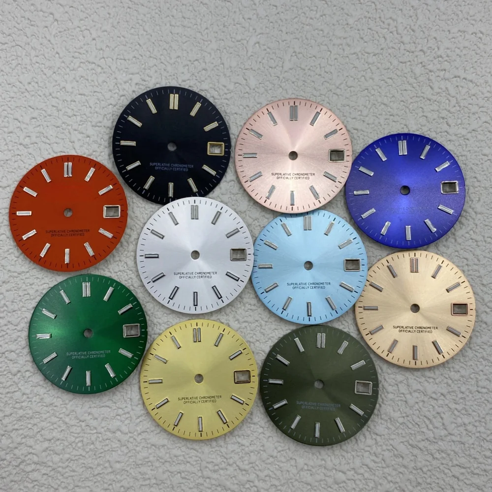 28.5mm S dial Sun Stripe Nail literal watch accessory Green luminous calendar dial literal fit NH35/4R movement
28.5mm S dial Sun Stripe Nail literal watch accessory Green luminous calendar dial literal fit NH35/4R movement