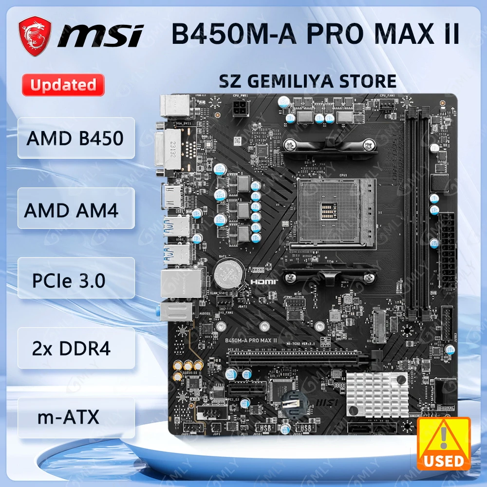 MSI B450M-A PRO MAX II Motherboard B450 AM4 DDR4 64GB support Ryzen 5 5600 5700 4600G 3600 cpu m-ATX HDMI M.2
MSI B450M-A PRO MAX II Motherboard B450 AM4 DDR4 64GB support Ryzen 5 5600 5700 4600G 3600 cpu m-ATX HDMI M.2