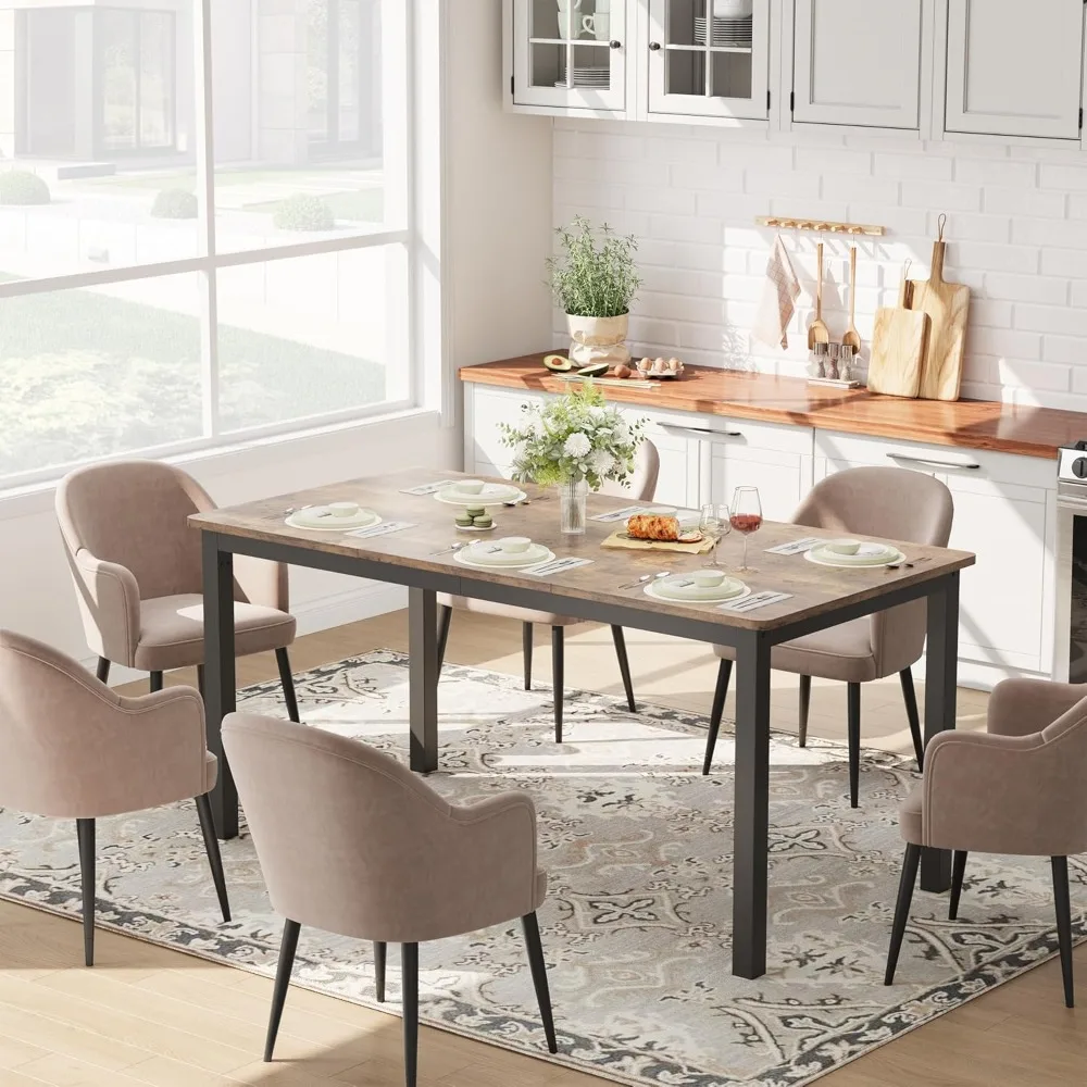 Dining Table for 4-6 People, Wooden Rectangular Kitchen Table With Metal Legs, Farmhouse Long Dining Room Table, Retro Dinner T
Dining Table for 4-6 People, Wooden Rectangular Kitchen Table With Metal Legs, Farmhouse Long Dining Room Table, Retro Dinner T