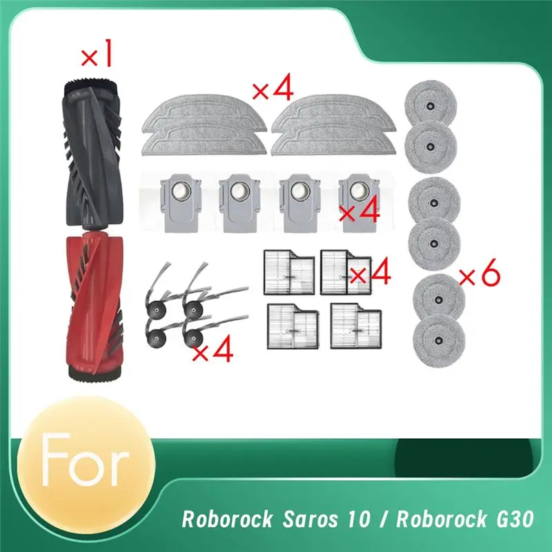 Запасные части YCOC для робота-пылесоса Roborock Saros 10/G30 с функцией самоочистки: основная и боковые щетки, насадки для мытья полов, фильтры, мешки для сбора пыли.
Запасные части YCOC для робота-пылесоса Roborock Saros 10/G30 с функцией самоочистки: основная и боковые щетки, насадки для мытья полов, фильтры, мешки для сбора пыли.