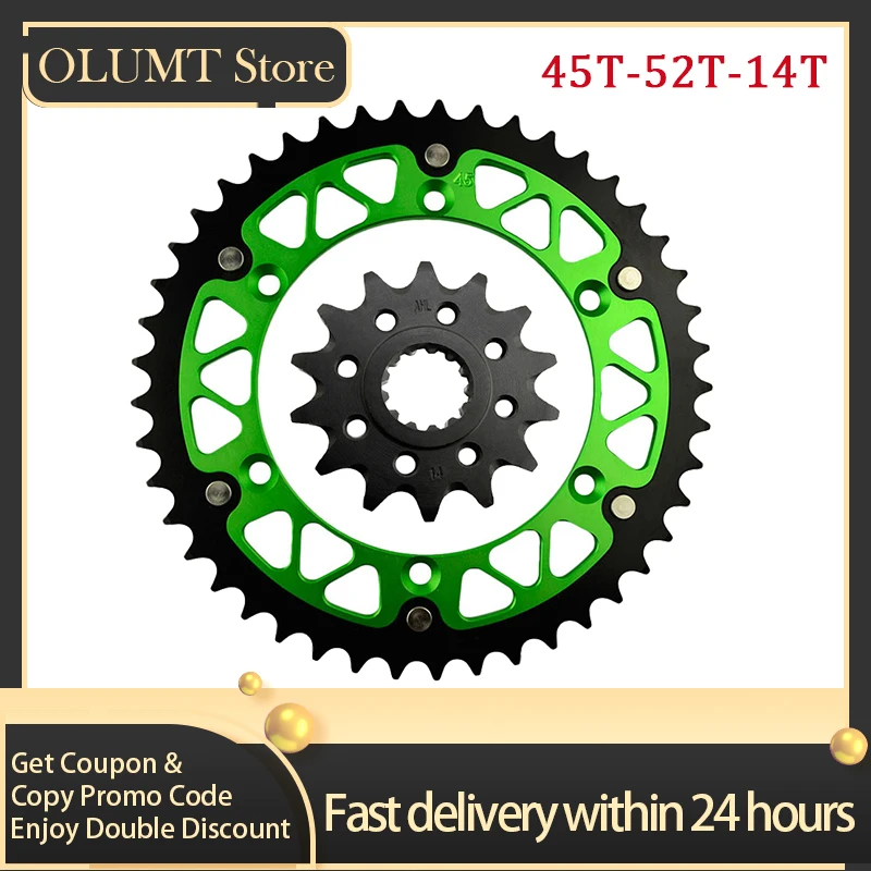 Motorcycle 520 45T-52T 14T Front Rear Sprocket For KAWASAKI KLX450R KX450F KLX450 KX450 KLX KX 450 R F 450R 450F
Motorcycle 520 45T-52T 14T Front Rear Sprocket For KAWASAKI KLX450R KX450F KLX450 KX450 KLX KX 450 R F 450R 450F