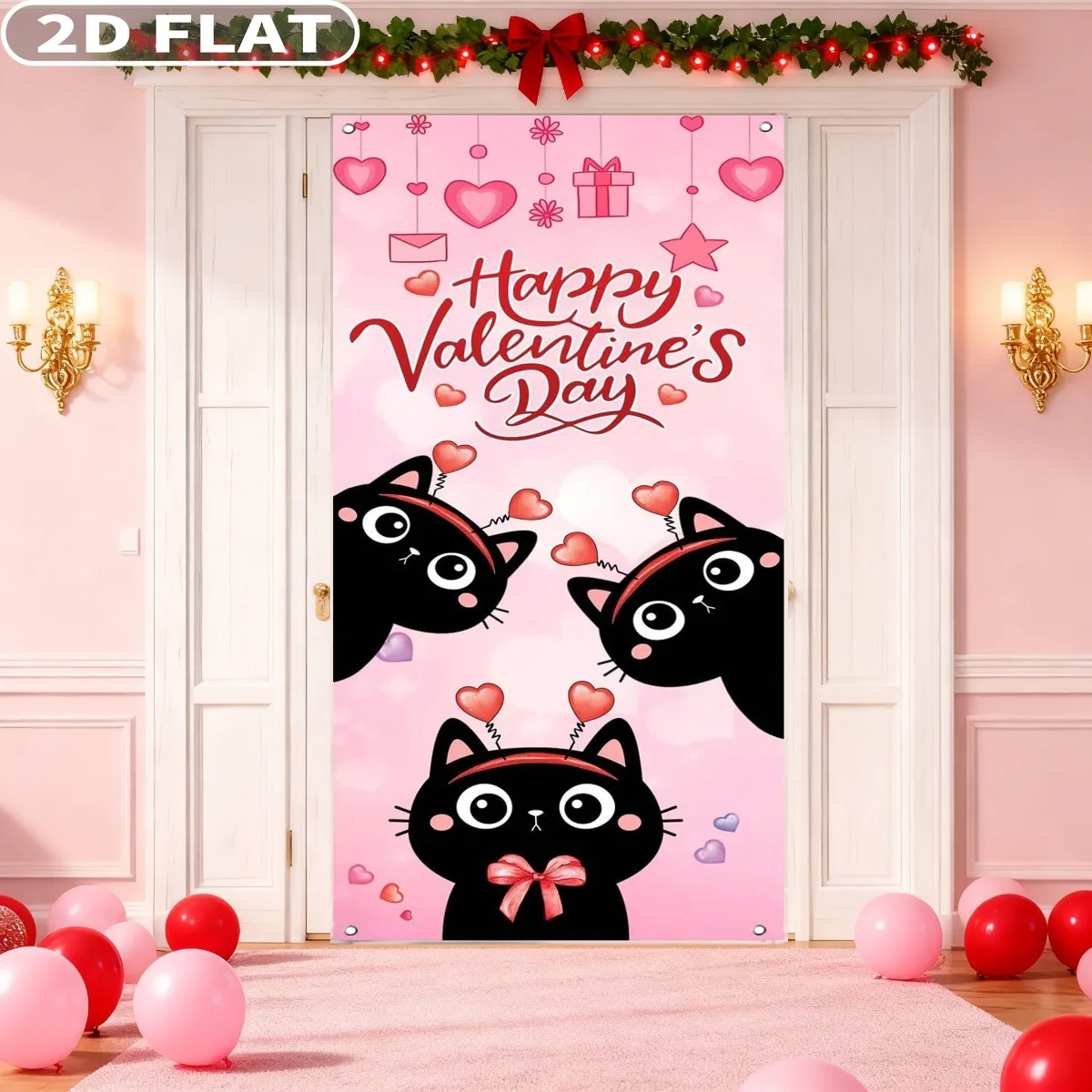 1pc Happy Valentine's Day Tapestries Door Cover with Grommets, 29.5x71 Inch Valentine's Day Cat Decor Door Cover Pink Background
1pc Happy Valentine's Day Tapestries Door Cover with Grommets, 29.5x71 Inch Valentine's Day Cat Decor Door Cover Pink Background