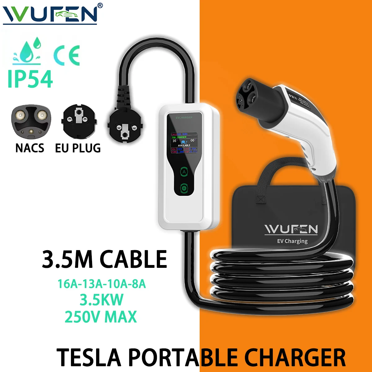 WUFEN 16A/32A Портативное зарядное устройство для электромобилей 3,5/7 кВт для зарядного устройства NACS EVSE с вилкой EU US CEE Зарядное устройство для электромобиля для Tesla Model X/Y/S/3
WUFEN 16A/32A Портативное зарядное устройство для электромобилей 3,5/7 кВт для зарядного устройства NACS EVSE с вилкой EU US CEE Зарядное устройство для электромобиля для Tesla Model X/Y/S/3