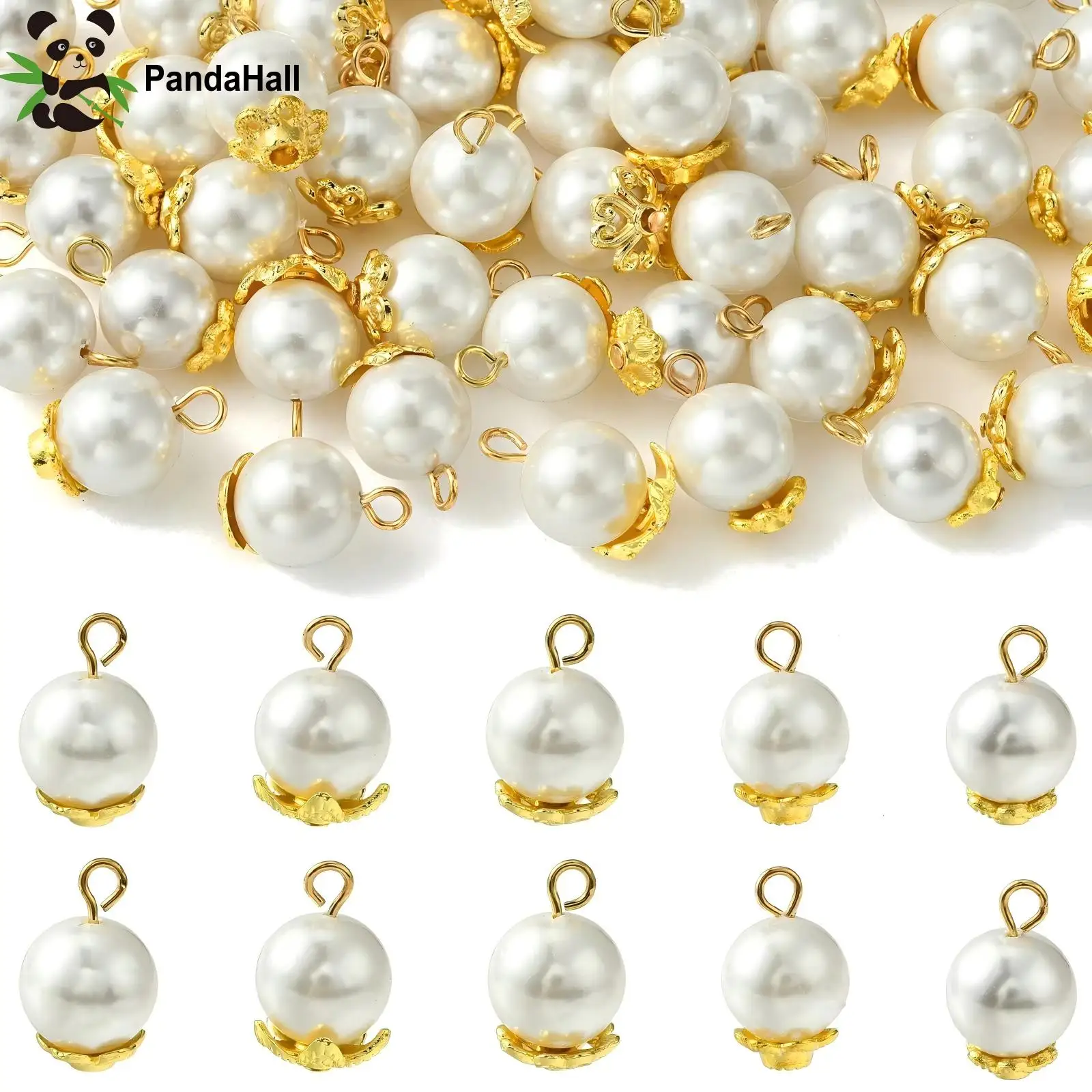 PandaHall 50Pcs 10 Styles 8mm Imitation Pearl Charms Round Pearls Dangles Charms with Brass Bead Caps for DIY Bracelet Making
PandaHall 50Pcs 10 Styles 8mm Imitation Pearl Charms Round Pearls Dangles Charms with Brass Bead Caps for DIY Bracelet Making