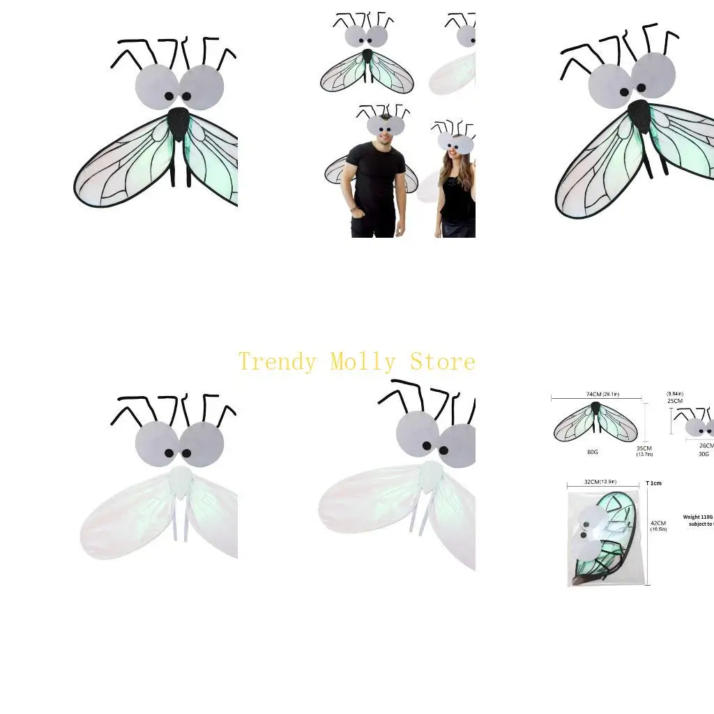 N5KB 2Pcs Fly Costume Insect Costume Accessories Bugs Wing With Fly Mask Set
N5KB 2Pcs Fly Costume Insect Costume Accessories Bugs Wing With Fly Mask Set