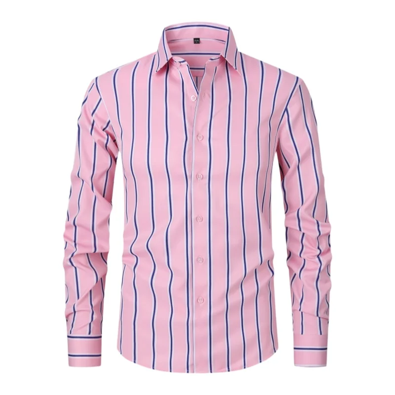 Spring Autumn Men's Business Formal Striped Long Sleeve Shirt Fashion Casual Slim Fit Printed Striped Long Sleeve Lapel Shirt
Spring Autumn Men's Business Formal Striped Long Sleeve Shirt Fashion Casual Slim Fit Printed Striped Long Sleeve Lapel Shirt