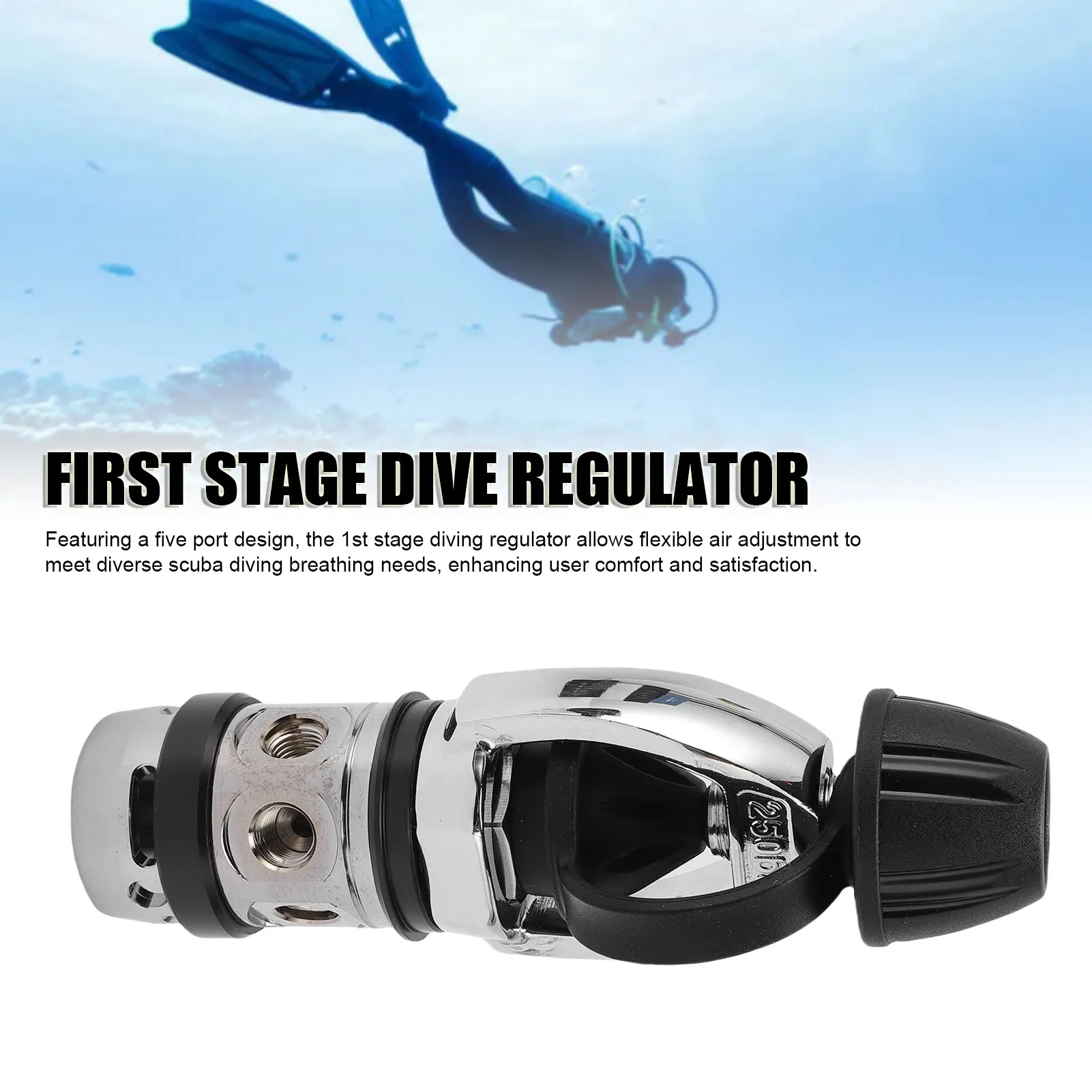 First Stage Scuba Dive Regulator Chrome Plated Brass 5 Ports 1st Stage Underwater Diving Regulator for Scuba Diving Gear
First Stage Scuba Dive Regulator Chrome Plated Brass 5 Ports 1st Stage Underwater Diving Regulator for Scuba Diving Gear