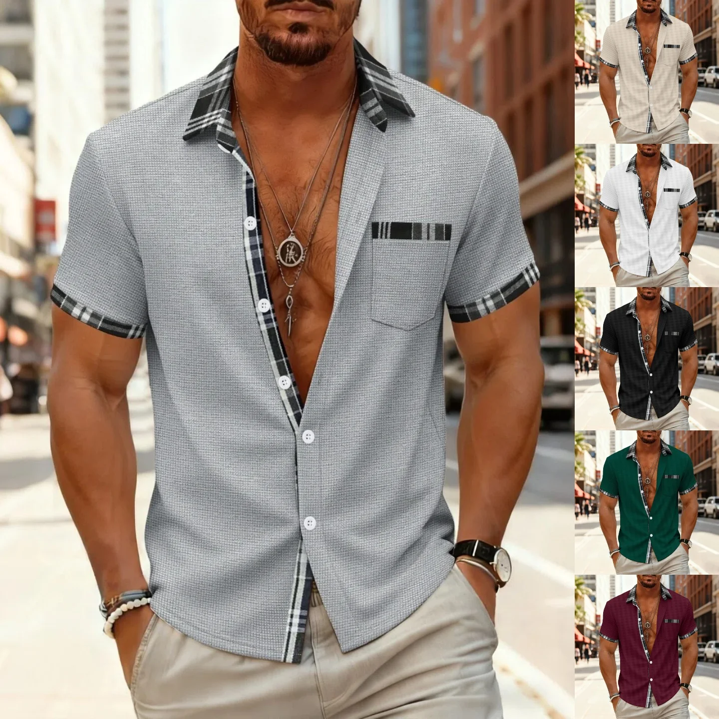 Summer men's new style, casual and fashionable, trendy and comfortable. Urban street style, multi-color, shirt
Summer men's new style, casual and fashionable, trendy and comfortable. Urban street style, multi-color, shirt
