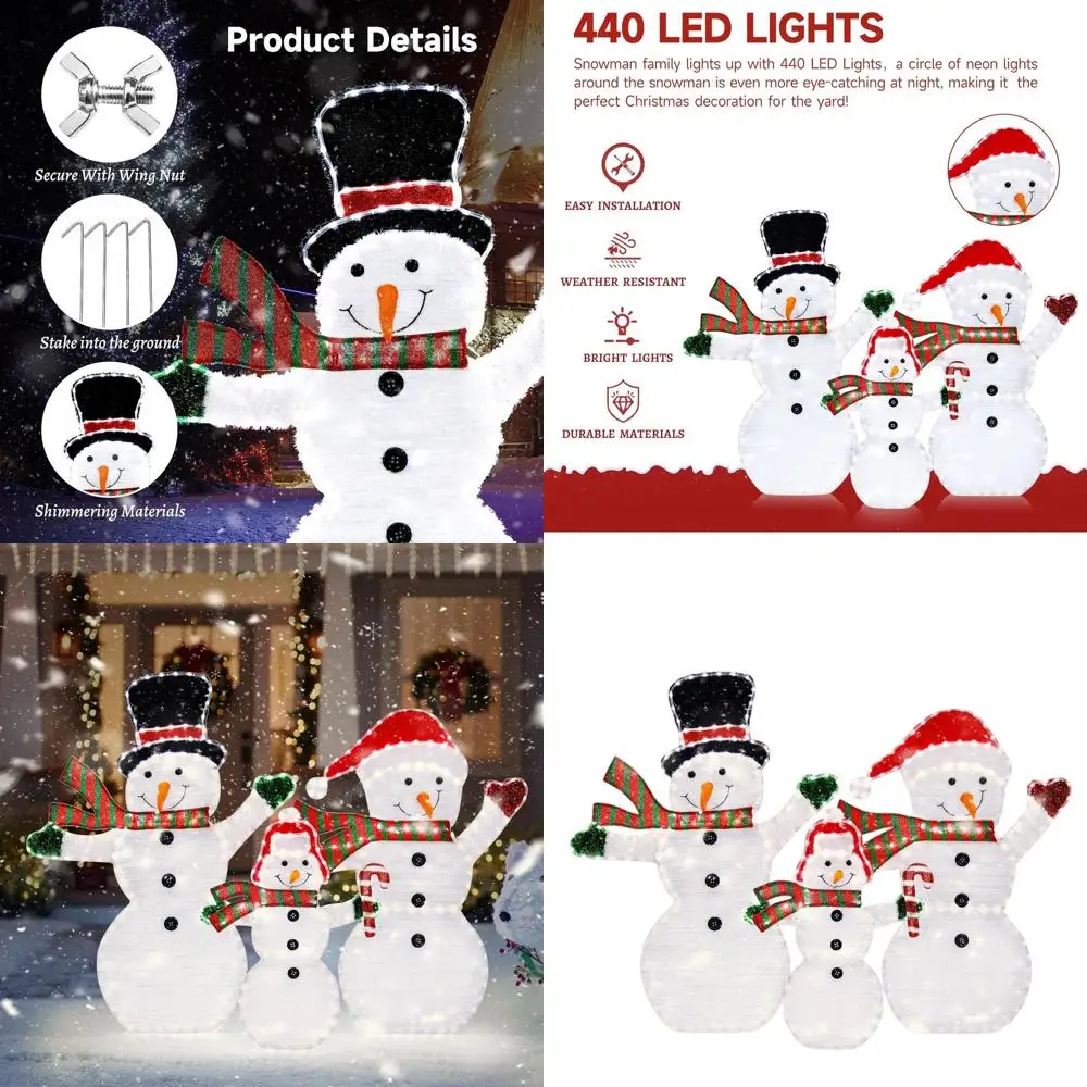 3шт 440LED освещенный снеговик семейный набор праздничного декора на открытом воздухе, высота 4,2 фута
3шт 440LED освещенный снеговик семейный набор праздничного декора на открытом воздухе, высота 4,2 фута