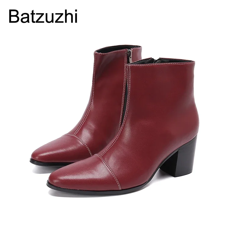 Batzuzhi Luxury Handmade Men's Shoes Pointed Toe Soft Genuine Leather Ankle Boots Men 7.5cm High Heel Party&Wedding Botas Hombre 
Batzuzhi Luxury Handmade Men's Shoes Pointed Toe Soft Genuine Leather Ankle Boots Men 7.5cm High Heel Party&Wedding Botas Hombre
