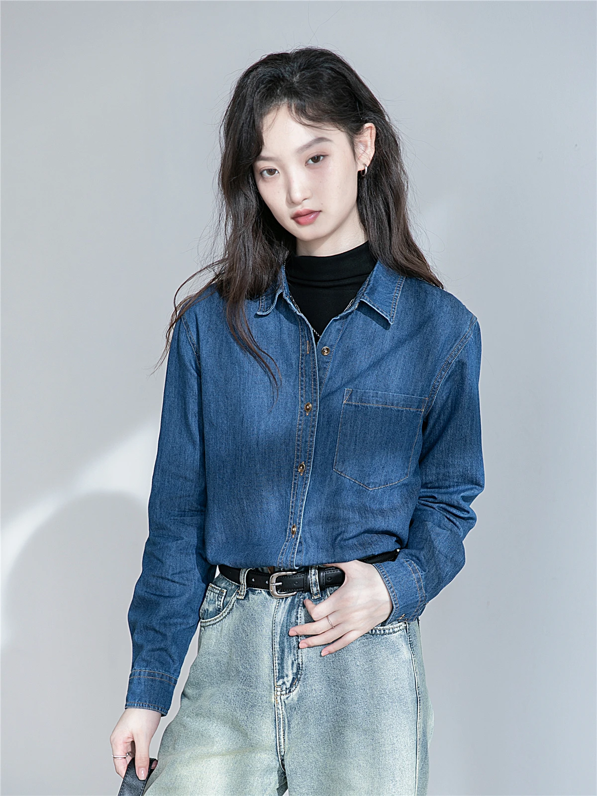 Retro Hong Kong Sle Fce Lined Loose Women's Denim irt Innerwear Outerwear oulder Appropriate Layering Top
Retro Hong Kong Sle Fce Lined Loose Women's Denim irt Innerwear Outerwear oulder Appropriate Layering Top
