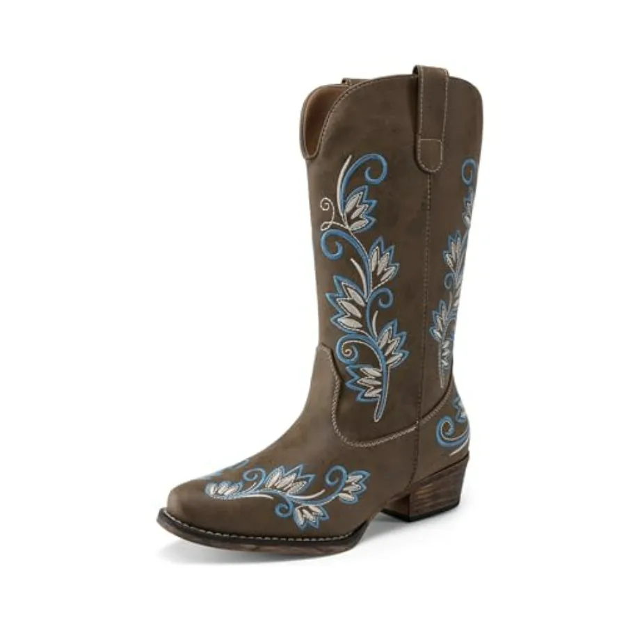 DREAM PAIRS Women's Cowboy Cowgirl Western Mid Calf Boots Square Toe Embroide Stitched Pull On Country Boots with Low Chunky He
DREAM PAIRS Women's Cowboy Cowgirl Western Mid Calf Boots Square Toe Embroide Stitched Pull On Country Boots with Low Chunky He