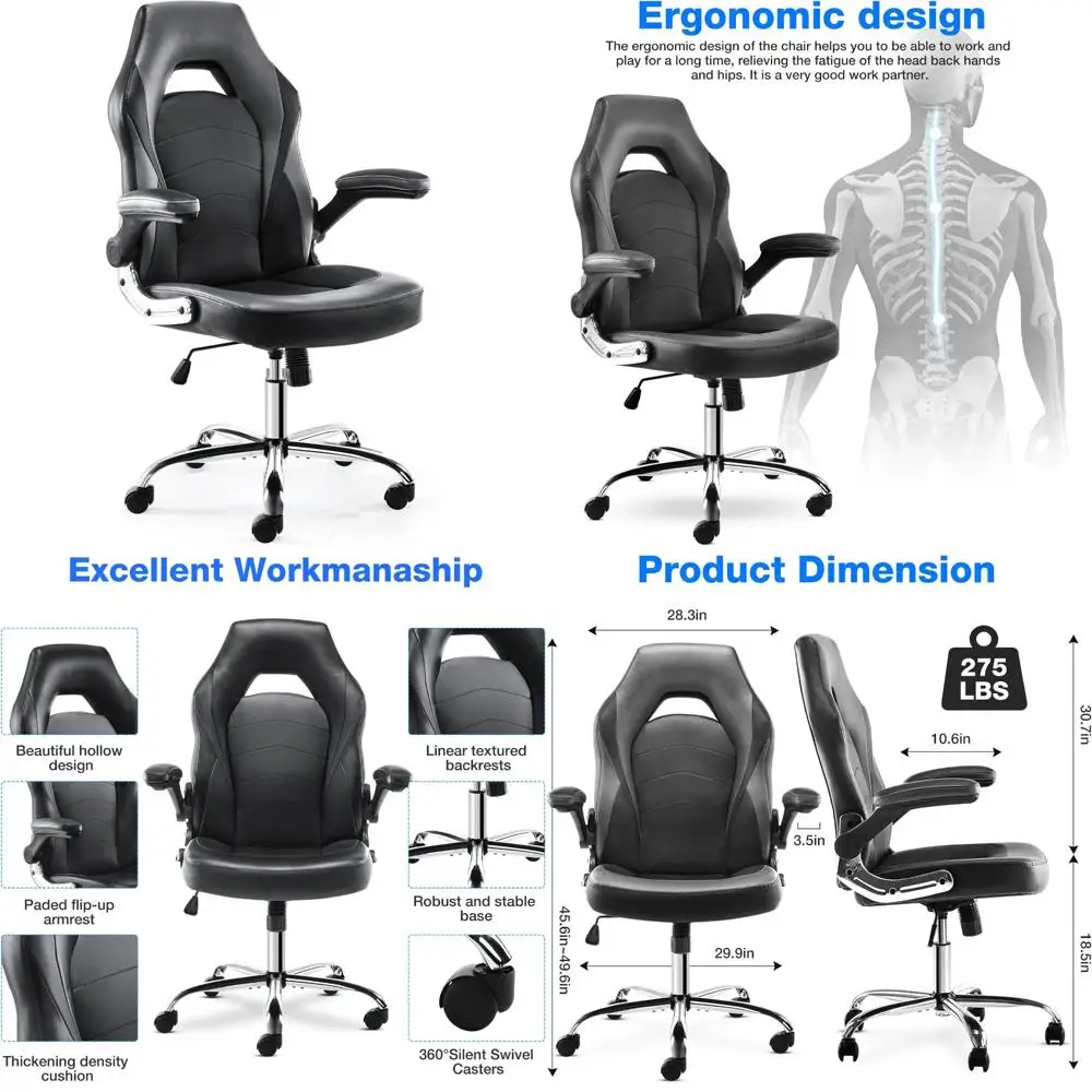 Adjustable Height Swivel Office Chair with Wheels and Flip-up Armrests for Desk Use
Adjustable Height Swivel Office Chair with Wheels and Flip-up Armrests for Desk Use