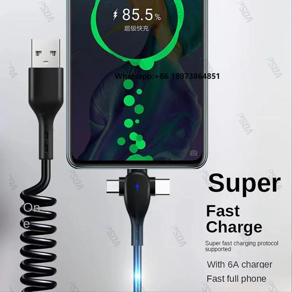 6A 3in1 0.65M Spring Cable for Sansung Micro Type-C Fast Charger for Phone Retractable USB Data Cable
6A 3in1 0.65M Spring Cable for Sansung Micro Type-C Fast Charger for Phone Retractable USB Data Cable