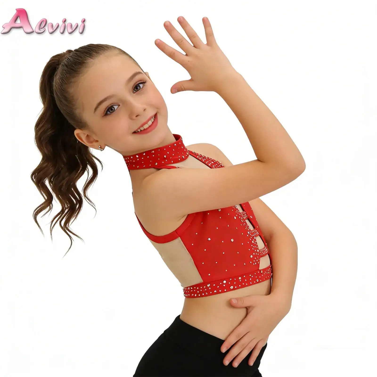 Kid Girls Sparkling Rhinestones Crop Top Acrobatics Gymnastics Ballet Latin Dance Costume Halter Sleeveless Crisscross Back Vest
Kid Girls Sparkling Rhinestones Crop Top Acrobatics Gymnastics Ballet Latin Dance Costume Halter Sleeveless Crisscross Back Vest
