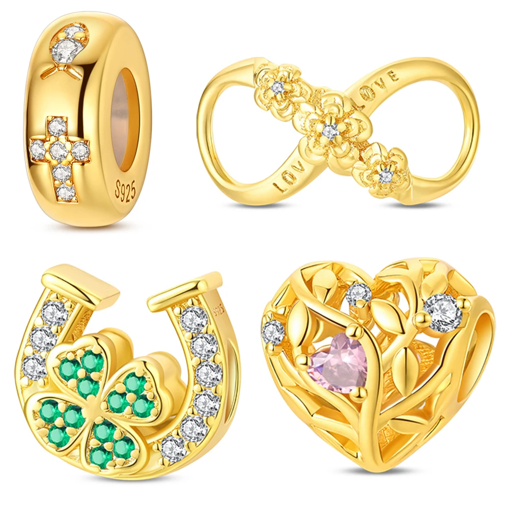 Golden 925 Sterling Silver Cross Fixed Beads&Flowers Unlimited&Clover Horseshoes&Thorns Carved Hollow Charm
Golden 925 Sterling Silver Cross Fixed Beads&Flowers Unlimited&Clover Horseshoes&Thorns Carved Hollow Charm