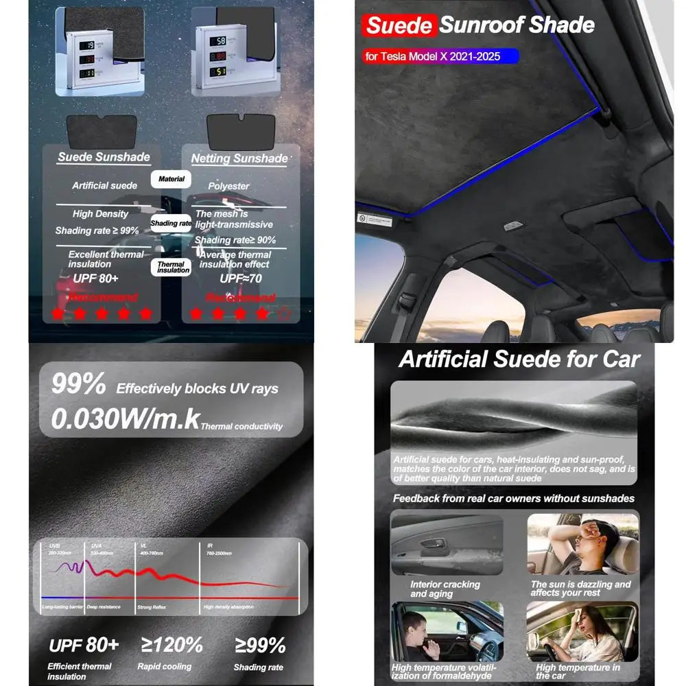Tesla Model X 2022-2025 Комплект солнцезащитных навесов из мягкой замши премиум-класса из 3 предметов для дверей и стеклянной крыши Falcon — защита от тепла и ультрафиолета
Tesla Model X 2022-2025 Комплект солнцезащитных навесов из мягкой замши премиум-класса из 3 предметов для дверей и стеклянной крыши Falcon — защита от тепла и ультрафиолета