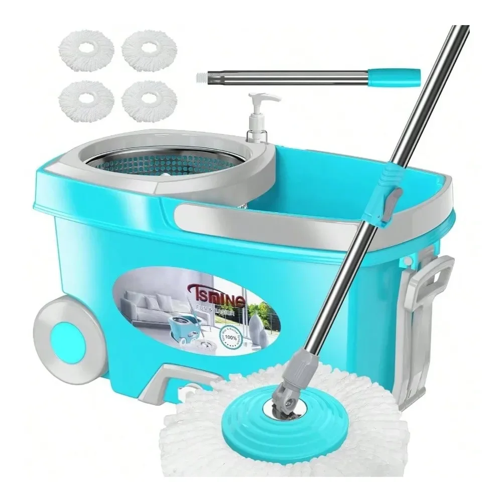 Spin Mop And Bucket, Mop And Bucket With Wringer Set Home, 360 Spinning Mopping Floor Cleaning With 6 Microfiber Refills, 61 In
Spin Mop And Bucket, Mop And Bucket With Wringer Set Home, 360 Spinning Mopping Floor Cleaning With 6 Microfiber Refills, 61 In