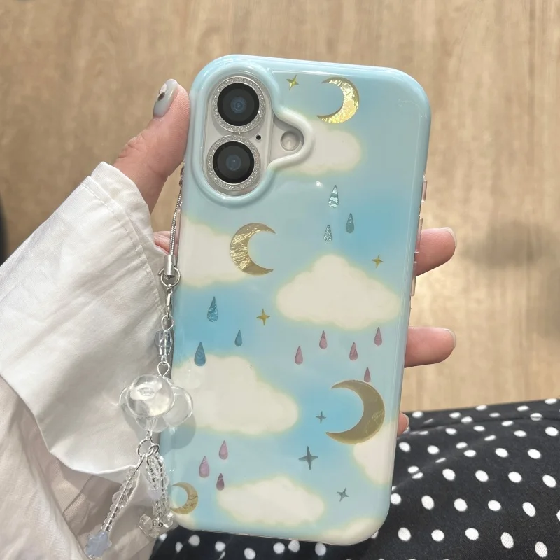Korean Laser Moon Raindrops Clouds Cute Phone Case For iPhone 17 Pro 16 15 14 Pro Max Cover with Pendant Fashion Cartoon Back Ca
Korean Laser Moon Raindrops Clouds Cute Phone Case For iPhone 17 Pro 16 15 14 Pro Max Cover with Pendant Fashion Cartoon Back Ca