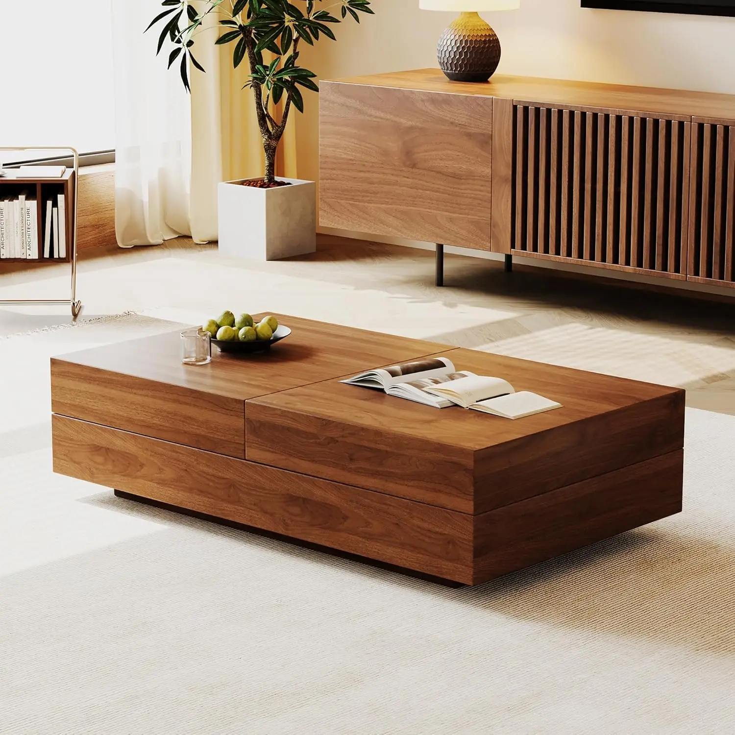 Extendable Rectangular Coffee Table with Hidden Storage Expands 47-82in MDF Walnut Living Room Bedroom, Customized
Extendable Rectangular Coffee Table with Hidden Storage Expands 47-82in MDF Walnut Living Room Bedroom, Customized