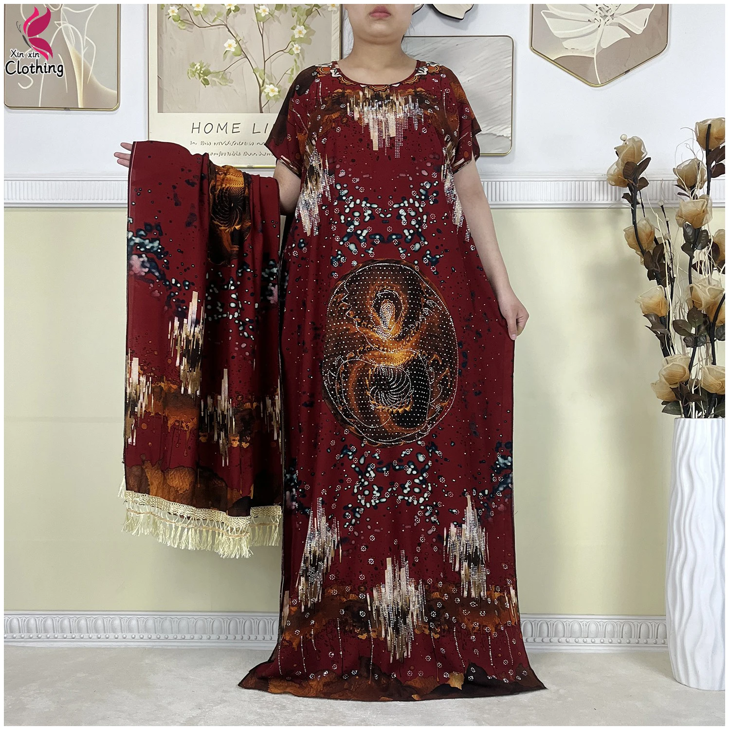 2025 Новый мусульманский костюм в Дубае, хлопковое платье, африканская Абая, женское Дашики, свободный халат с принтом, летнее платье с короткими рукавами и большим шарфом
2025 Новый мусульманский костюм в Дубае, хлопковое платье, африканская Абая, женское Дашики, свободный халат с принтом, летнее платье с короткими рукавами и большим шарфом