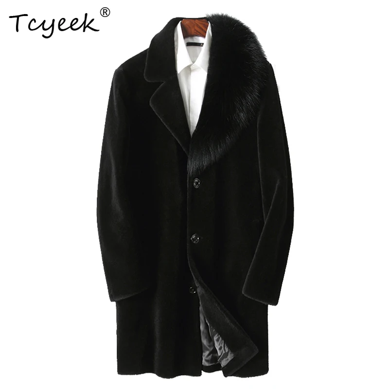 Tcyeek 100% Wool Coat Men Mid-length Winter Clothes Fox Fur Collar Business Casual Sheep Shearling Jackets Man Casaco Masculino
Tcyeek 100% Wool Coat Men Mid-length Winter Clothes Fox Fur Collar Business Casual Sheep Shearling Jackets Man Casaco Masculino