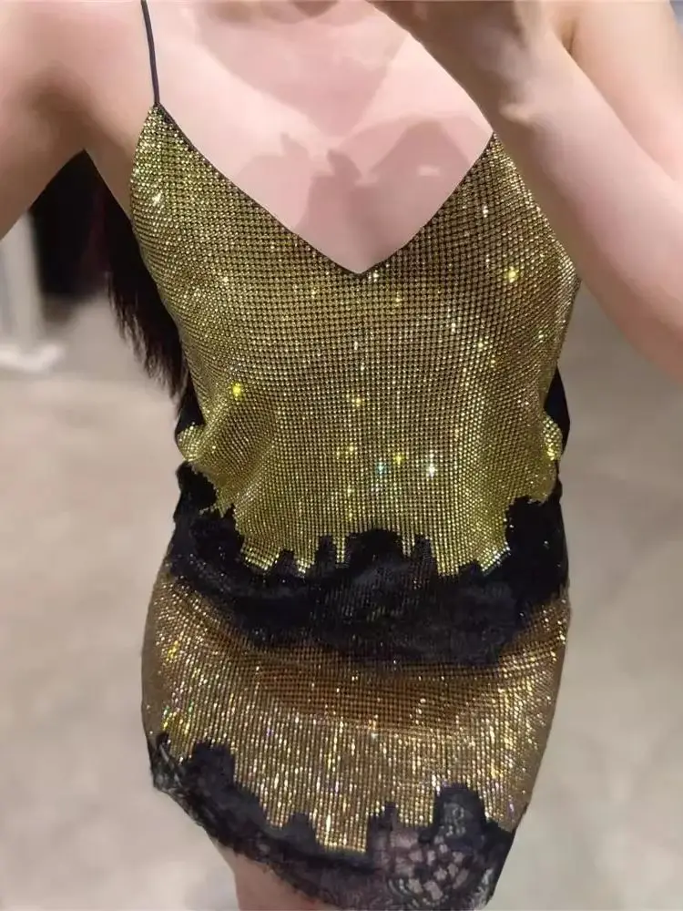 Women Heavy Beaded Lace Embroidery Set V-Neck Sleeveless Camisole Top + High Waist A-Line Mini Skirt Fashion Female Sexy Suits
Women Heavy Beaded Lace Embroidery Set V-Neck Sleeveless Camisole Top + High Waist A-Line Mini Skirt Fashion Female Sexy Suits