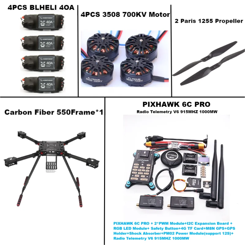 HanNiu 550 Hexa Frame PIXHAWK 6C PRO M8N M9N M10 Control Carbon Ardupilot Радиотелеметрия Квадрокоптер 40A ESC 3508 700KV Мотор
HanNiu 550 Hexa Frame PIXHAWK 6C PRO M8N M9N M10 Control Carbon Ardupilot Радиотелеметрия Квадрокоптер 40A ESC 3508 700KV Мотор