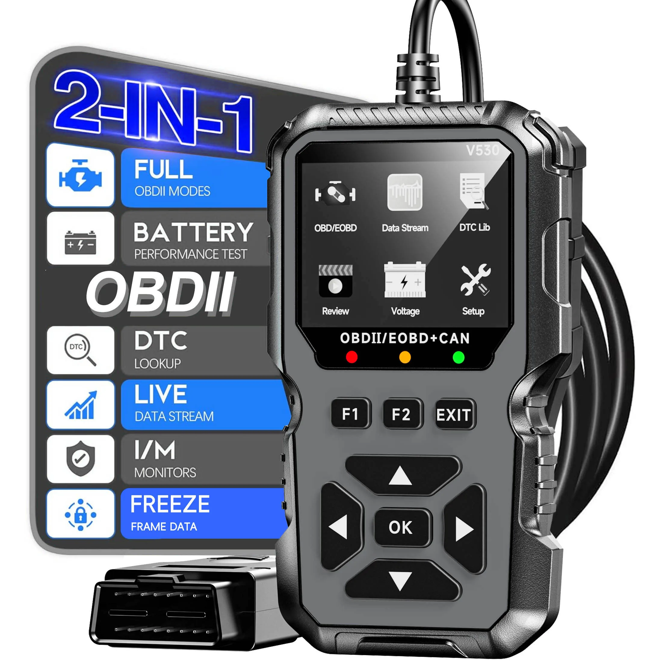 FOXSUR V530 Car OBD2 Fault Scanner Engine Battery Test Fault Code Clear Real-Time Data Professional OBD Inspection Tool New
FOXSUR V530 Car OBD2 Fault Scanner Engine Battery Test Fault Code Clear Real-Time Data Professional OBD Inspection Tool New