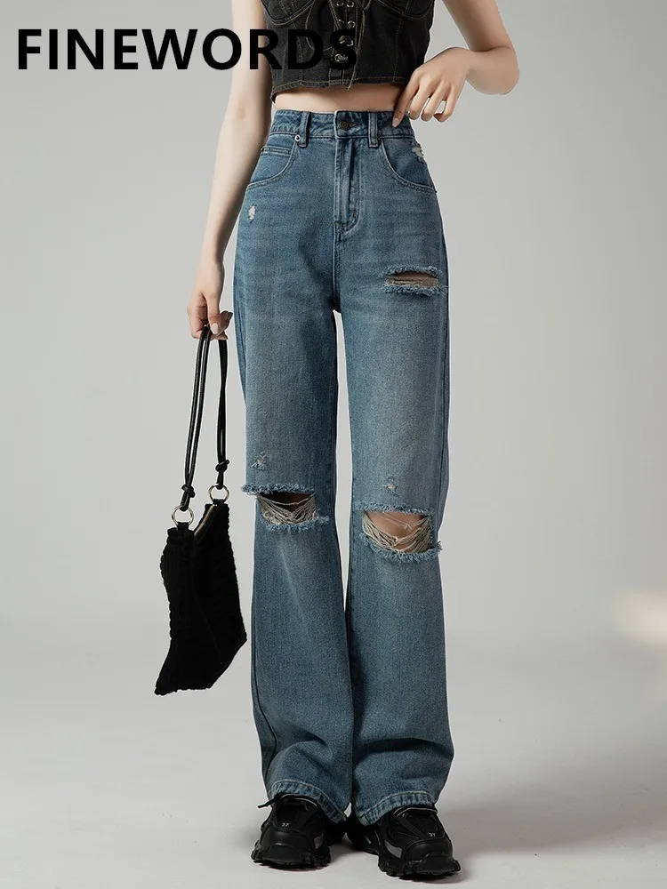 FINEWORDS 2022 High Waist Vintage Casual Wide Leg Jeans Streetwear Ripped Hole Korean Jeans Washed Loose Blue Straight Jeans
FINEWORDS 2022 High Waist Vintage Casual Wide Leg Jeans Streetwear Ripped Hole Korean Jeans Washed Loose Blue Straight Jeans