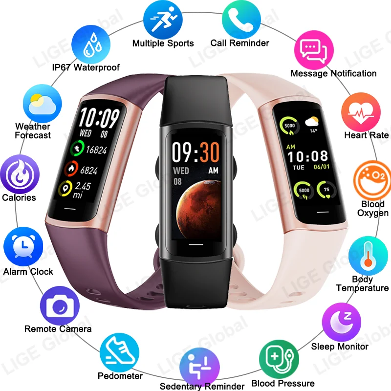 LIGE Smart Fitness Band Men Women Clock SpO2 Blood Pressure Body Temperature Smartwatch Waterproof Watch For IOS Android 2026
LIGE Smart Fitness Band Men Women Clock SpO2 Blood Pressure Body Temperature Smartwatch Waterproof Watch For IOS Android 2026