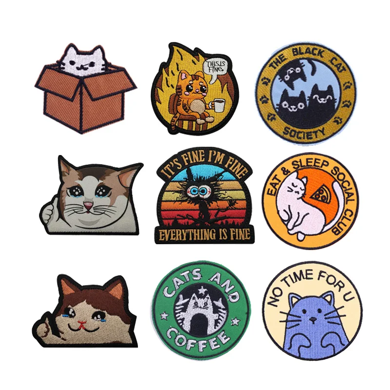 Personalized Bag Accessories Creative Box Cat Embroidery THIS IS FINE Coffee Cat Badge Anime Top Outdoor DIY Backpack Patch
Personalized Bag Accessories Creative Box Cat Embroidery THIS IS FINE Coffee Cat Badge Anime Top Outdoor DIY Backpack Patch
