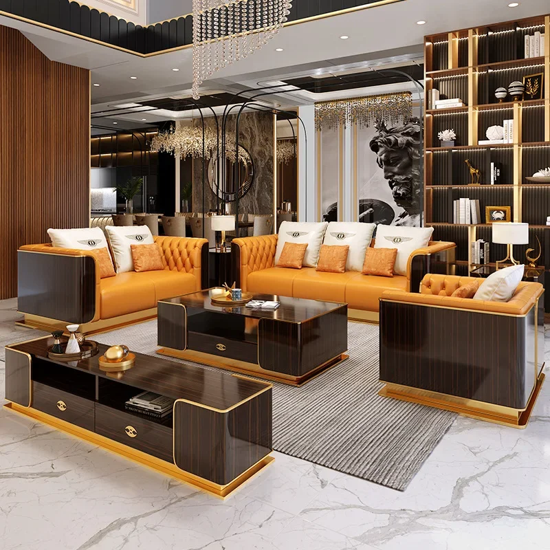 Light luxury leather sofa high-end living room Italian large apartment Bentley l
Light luxury leather sofa high-end living room Italian large apartment Bentley l