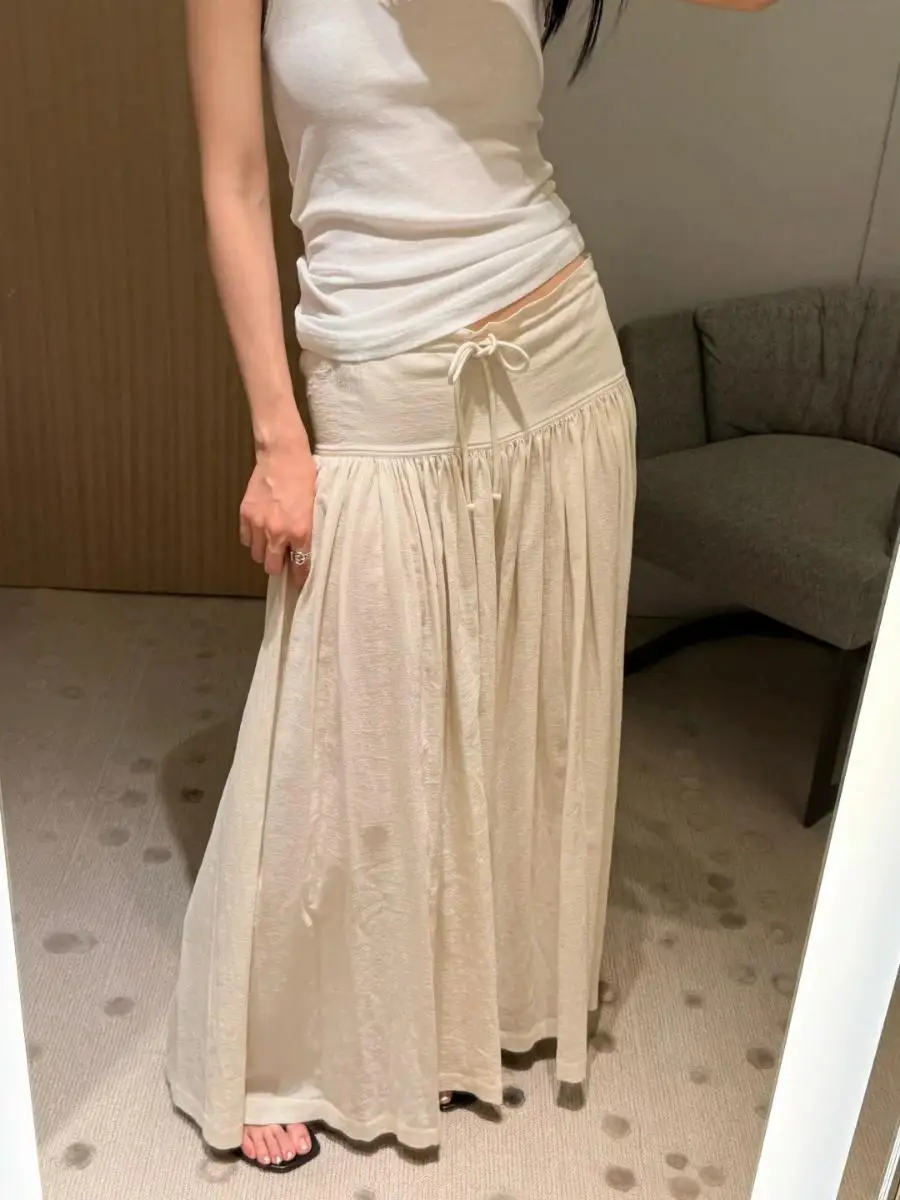 Drawstring A-Line Midi Skirt Women's High Waist Slimming Wide Pleat Loose Long Umbrella Skirt Casual Cotton
Drawstring A-Line Midi Skirt Women's High Waist Slimming Wide Pleat Loose Long Umbrella Skirt Casual Cotton