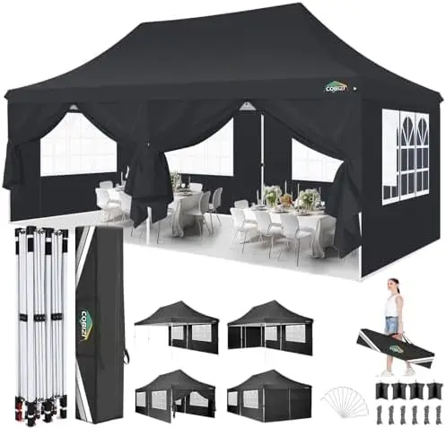 10x20 Pop Up Canopy with 6 Sidewalls, Conical Party Tent 10x20 with 3 Adjustable Height Waterproof, UV-Resistant with Carry B
10x20 Pop Up Canopy with 6 Sidewalls, Conical Party Tent 10x20 with 3 Adjustable Height Waterproof, UV-Resistant with Carry B