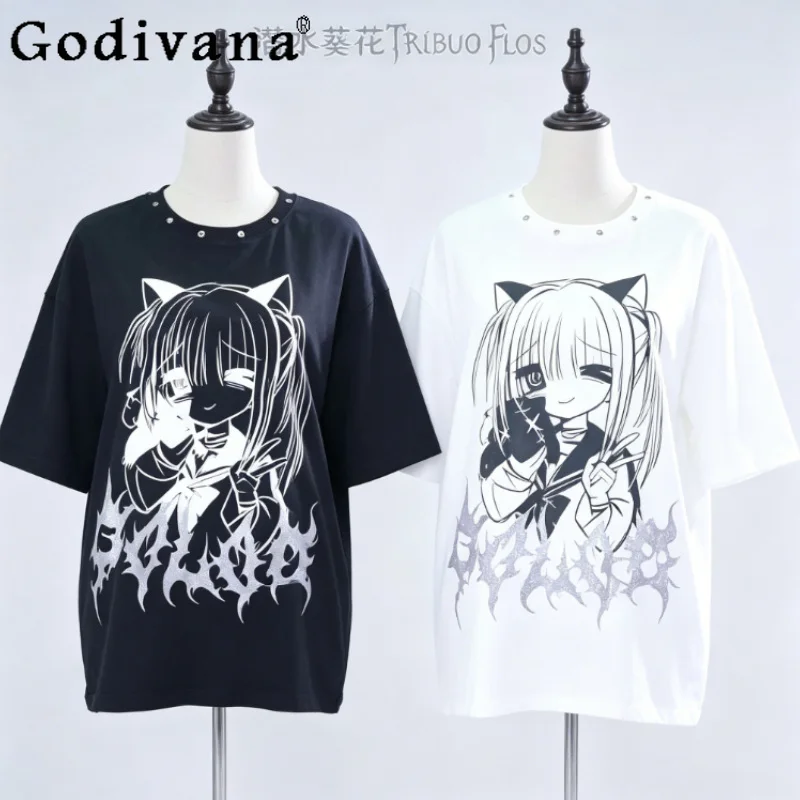 Original Subculture Gothic Student Cotton T-Shirt Summer New Anime Print 2D Loose T-Shirt Japanese Girls Short Sleeve Top Women
Original Subculture Gothic Student Cotton T-Shirt Summer New Anime Print 2D Loose T-Shirt Japanese Girls Short Sleeve Top Women