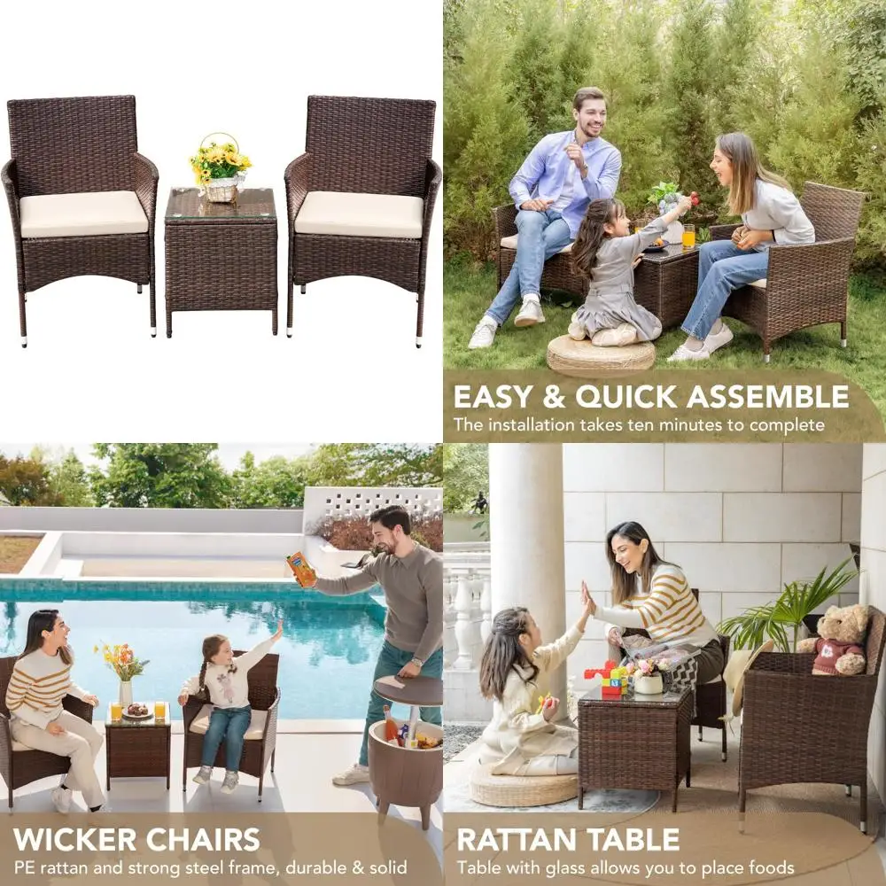 Набор мебели для патио из 3 предметов с плетеными стульями из полиэтилена из ротанга и стола, коричневый/бежевый для отдыха в саду
Набор мебели для патио из 3 предметов с плетеными стульями из полиэтилена из ротанга и стола, коричневый/бежевый для отдыха в саду